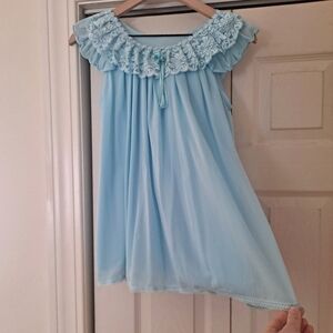 SOLD 60s Cottagecore Baby Blue Blouse